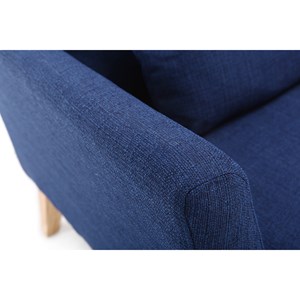 Fauteuil déhoussable en tissu bleu foncé et bois clair oslo