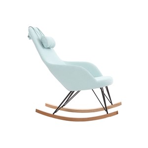Rocking chair en tissu menthe à l'eau, métal noir et bois clair jhene
