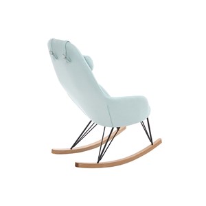 Rocking chair en tissu menthe à l'eau, métal noir et bois clair jhene