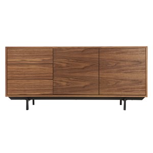 Buffet  en bois foncé noyer 2 portes 3 tiroirs l160 cm manny