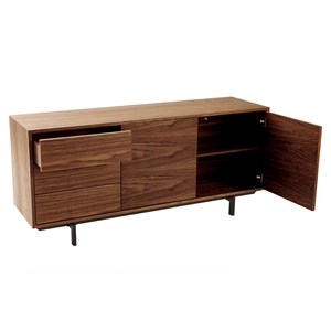 Buffet  en bois foncé noyer 2 portes 3 tiroirs l160 cm manny