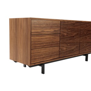 Buffet  en bois foncé noyer 2 portes 3 tiroirs l160 cm manny