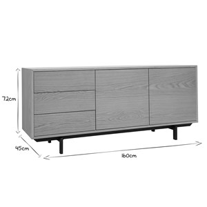 Buffet  en bois foncé noyer 2 portes 3 tiroirs l160 cm manny