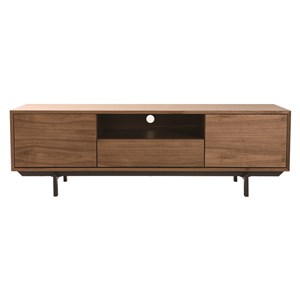 Meuble tv  en bois foncé niche ouverte l160 cm manny