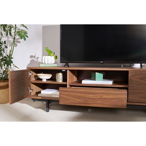 Meuble tv  en bois foncé niche ouverte l160 cm manny