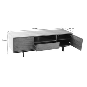 Meuble tv  en bois foncé niche ouverte l160 cm manny
