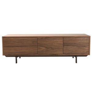 Meuble tv  en bois foncé avec rangements fermés l160 cm manny
