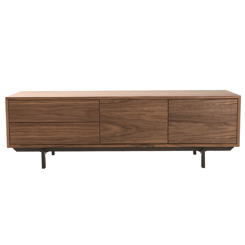 Miliboo - Meuble tv en bois foncé avec rangements fermés l160 cm manny