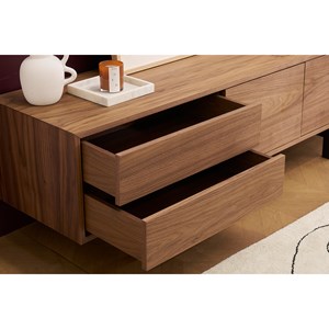 Meuble tv  en bois foncé avec rangements fermés l160 cm manny