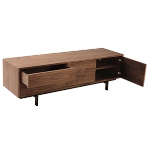 Meuble tv  en bois foncé avec rangements fermés l160 cm manny