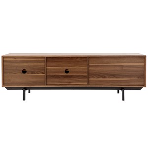 Meuble tv  en bois foncé avec rangements fermés l160 cm manny