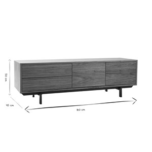 Meuble tv  en bois foncé avec rangements fermés l160 cm manny