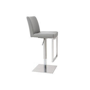Tabouret de bar relevable gris et acier chromé kyle
