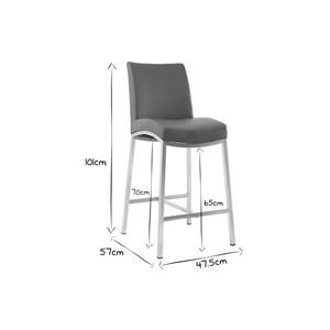 Tabourets de bar gris foncé h70 cm (lot de 2) olly