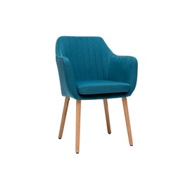Chaise en tissu bleu canard et bois clair aleyna