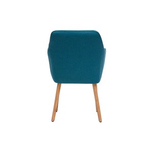 Chaise en tissu bleu canard et bois clair aleyna