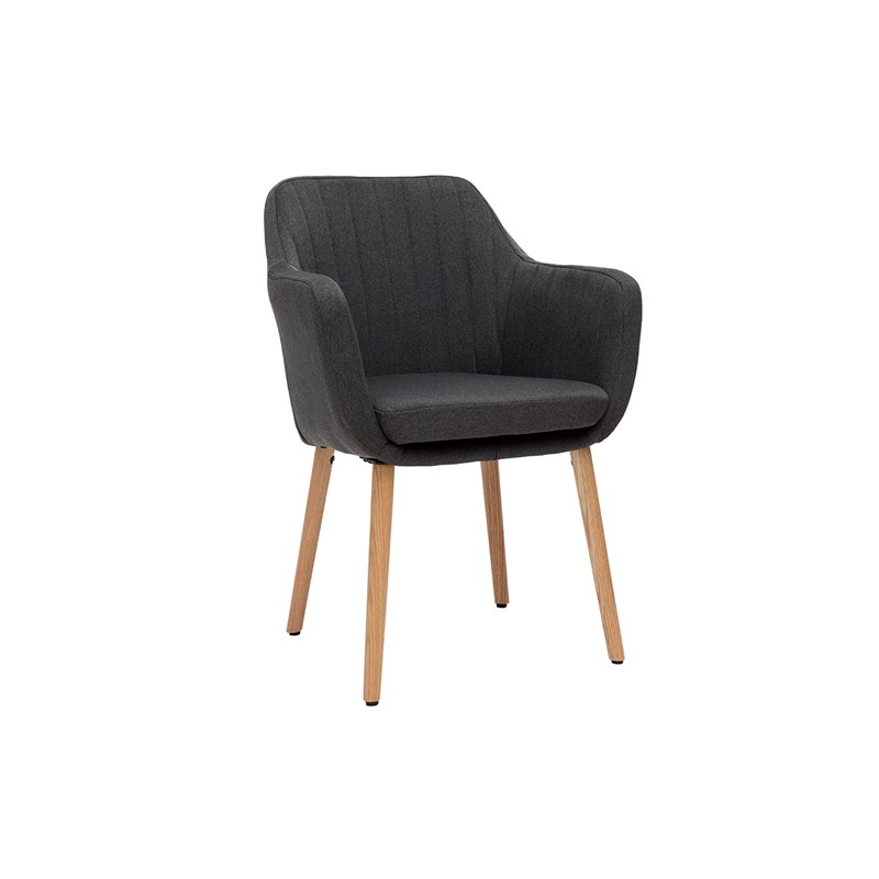 Chaise en tissu gris anthracite et bois clair aleyna