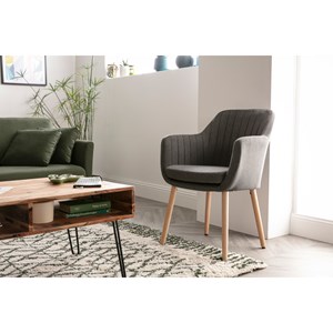 Chaise en tissu gris anthracite et bois clair aleyna