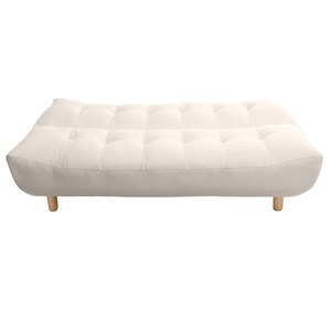 Canapé convertible 3 places en tissu beige et bois clair yumi