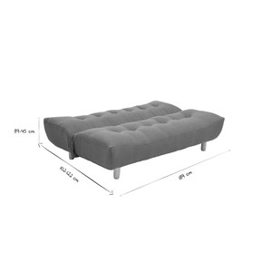 Canapé convertible 3 places en tissu beige et bois clair yumi