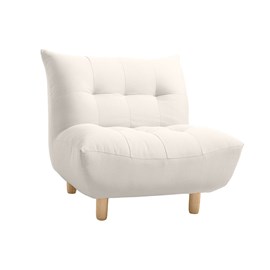 Fauteuil en tissu beige et bois clair yumi