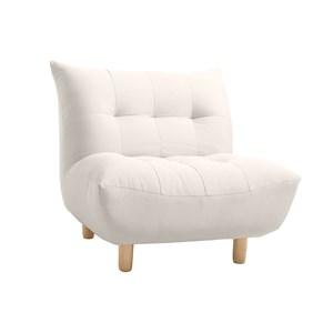 Fauteuil en tissu beige et bois clair yumi