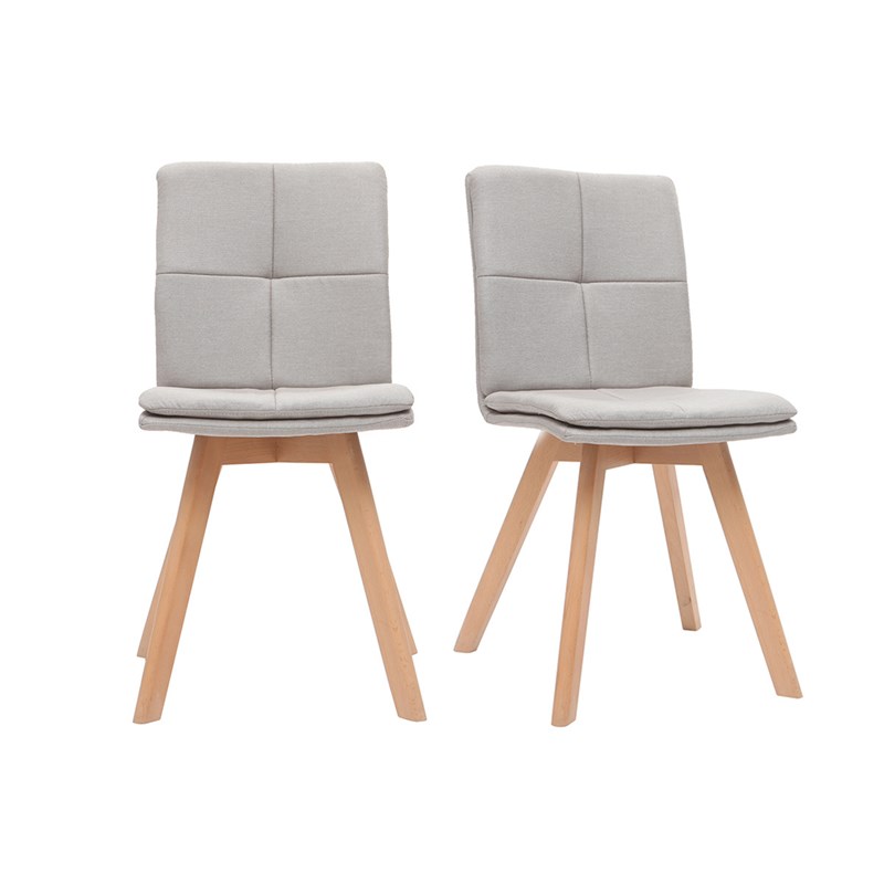 Chaises en tissu beige et bois clair (lot de 2) thea