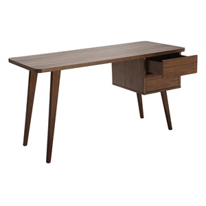 Bureau avec rangements 2 tiroirs bois foncé noyer l140 cm fifties