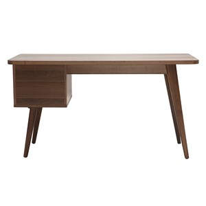 Bureau avec rangements 2 tiroirs bois foncé noyer l140 cm fifties