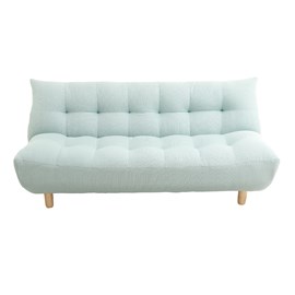 Canapé convertible en tissu menthe à l'eau et bois clair yumi