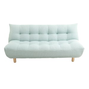 Canapé convertible en tissu menthe à l'eau et bois clair yumi