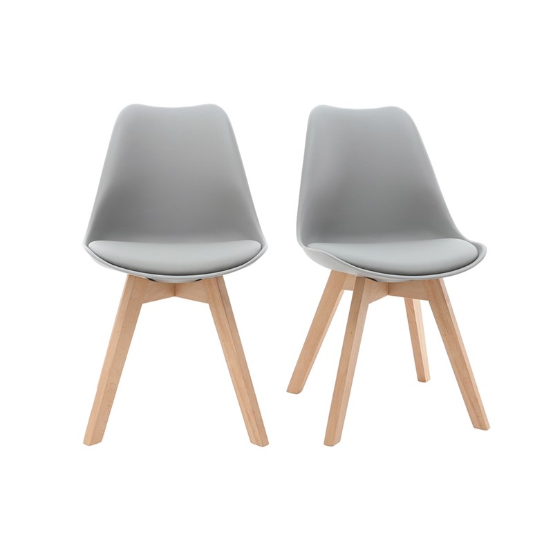 Chaises gris et bois clair massif (lot de 2) pauline