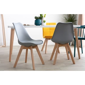Chaises gris et bois clair massif (lot de 2) pauline