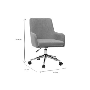 Chaise de bureau à roulettes en tissu gris anthracite et acier chromé shana