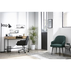 Chaise de bureau à roulettes en tissu gris clair et acier chromé shana