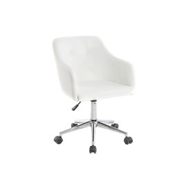 Chaise de bureau à roulettes blanc et acier chromé baltik