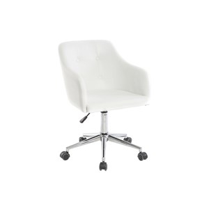 Chaise de bureau à roulettes blanc et acier chromé baltik