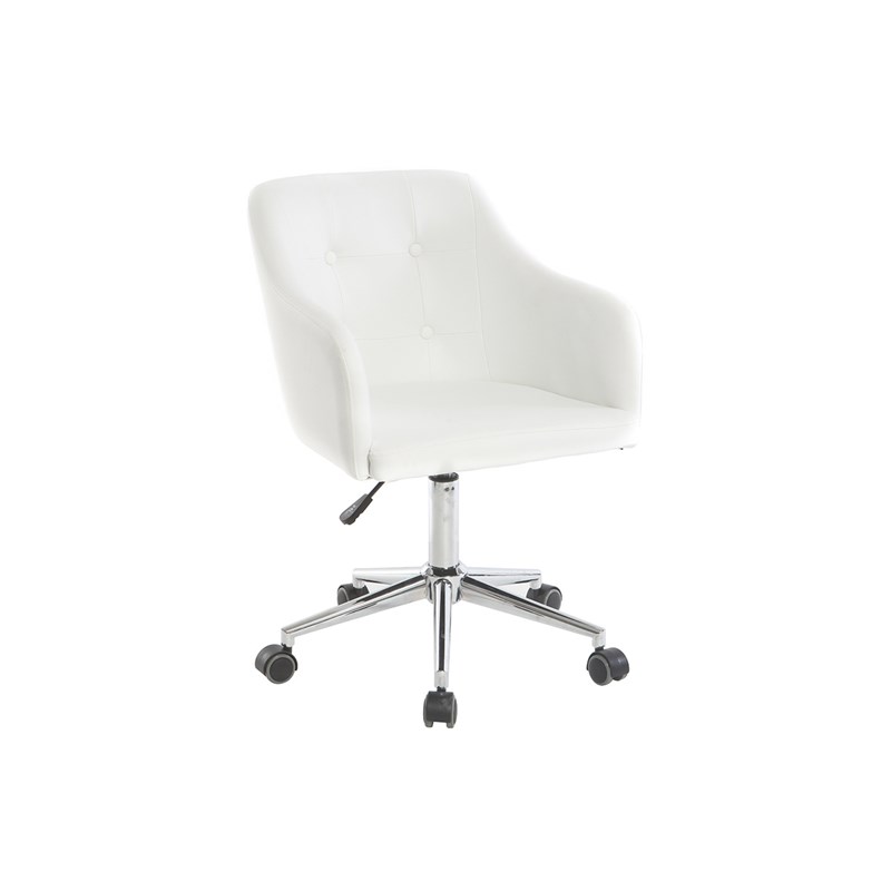 Chaise de bureau à roulettes blanc et acier chromé baltik