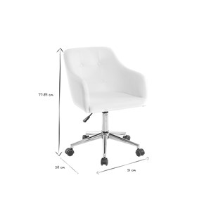 Chaise de bureau à roulettes blanc et acier chromé baltik