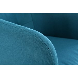 Chaise de bureau à roulettes capitonnée en tissu bleu canard baltik