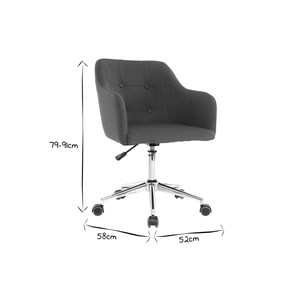 Chaise de bureau à roulettes capitonnée en tissu bleu canard baltik