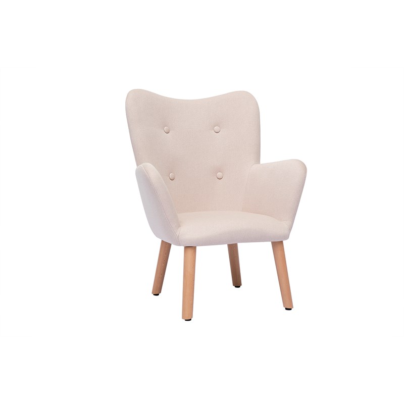 Fauteuil enfant en tissu rose poudré et bois clair baby bristol
