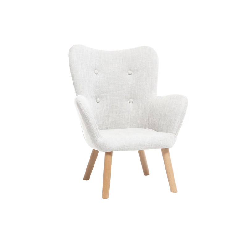 Fauteuil enfant en tissu gris polaire et bois clair baby bristol