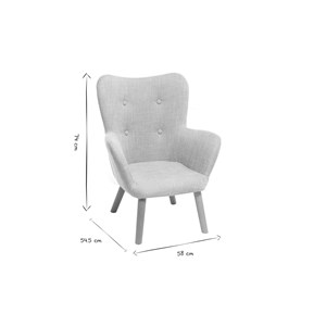 Fauteuil enfant en tissu gris polaire et bois clair baby bristol