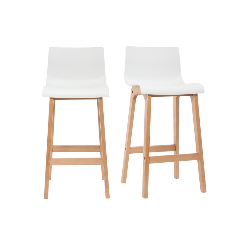 Tabourets de bar bois et blanc h65 cm (lot de 2) new surf