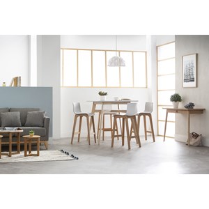 Tabourets de bar bois et blanc h65 cm (lot de 2) new surf