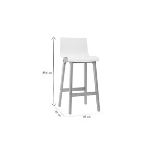 Tabourets de bar bois et blanc h65 cm (lot de 2) new surf