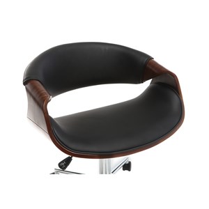 Chaise de bureau à roulettes noir bois foncé noyer et acier chromé aramis