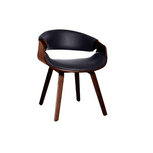Fauteuil noir et bois foncé noyer aramis