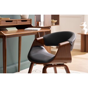 Fauteuil noir et bois foncé noyer aramis